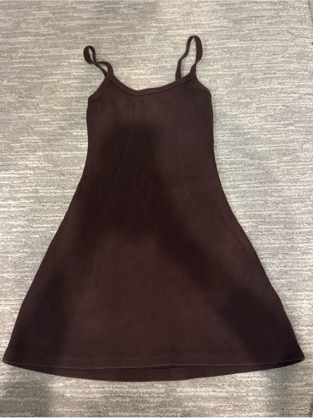 Los Angeles Apparel Chocolate Brown Ribbed Mini Dress - Picture 2 of 2